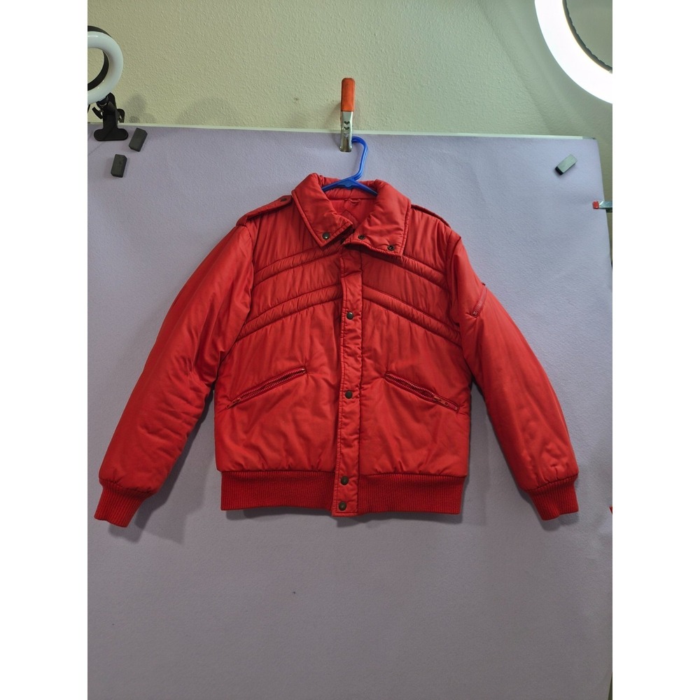 Vintage Sears Outerwear Puffer Jacket Womens Medium Red Retro Quilted Outdoor